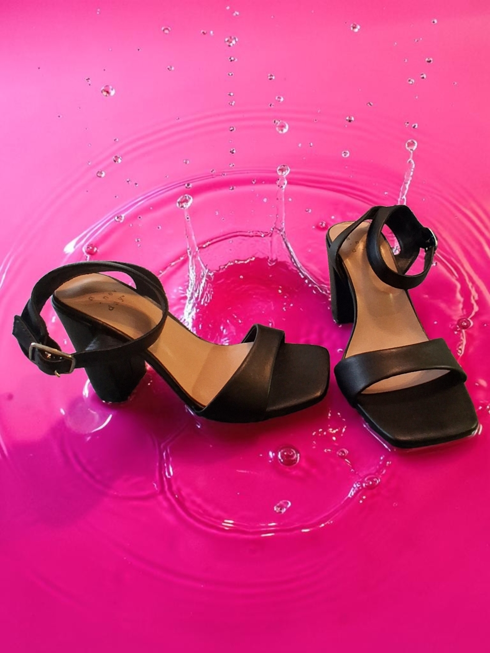 A New Day Black Block Heel Sandals with Ankle Strap Womans Shoes Size 5 NEW Cute